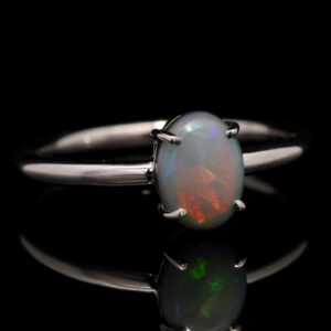 Sterling Silver Blue Green Orange Red Purple Solid Australian Semi Black Opal Ring