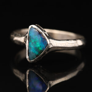 Sterling Silver Blue Green Solid Australian Boulder Opal Ring