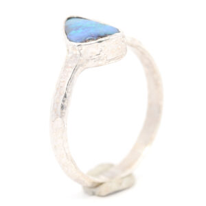 Sterling Silver Blue Green Solid Australian Boulder Opal Ring