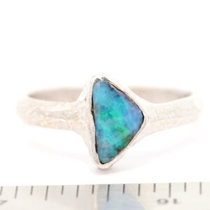 Sterling Silver Blue Green Solid Australian Boulder Opal Ring