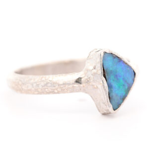 Sterling Silver Blue Green Solid Australian Boulder Opal Ring