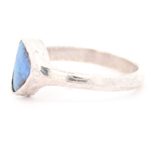 Sterling Silver Blue Green Solid Australian Boulder Opal Ring