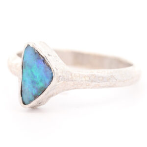 Sterling Silver Blue Green Solid Australian Boulder Opal Ring