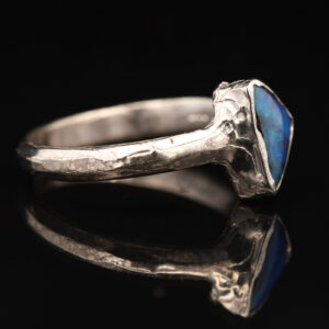 Sterling Silver Blue Green Solid Australian Boulder Opal Ring