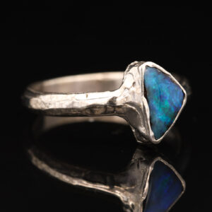 Sterling Silver Blue Green Solid Australian Boulder Opal Ring