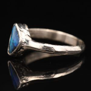 Sterling Silver Blue Green Solid Australian Boulder Opal Ring