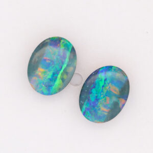 Blue Green Yellow Orange Solid Australian Unset Boulder Opal Pair