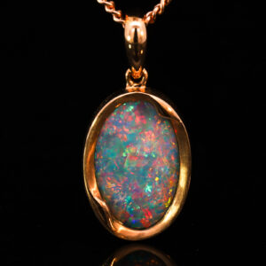 Rose Gold Blue Green Yellow Orange Red Pink Australian Doublet Opal Pendant Necklace