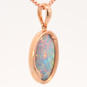 Rose Gold Blue Green Yellow Orange Red Pink Australian Doublet Opal Pendant Necklace