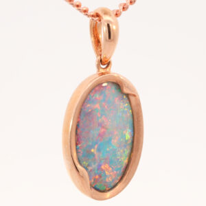 Rose Gold Blue Green Yellow Orange Red Pink Australian Doublet Opal Pendant Necklace