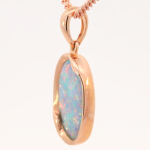 Rose Gold Blue Green Yellow Orange Red Pink Australian Doublet Opal Pendant Necklace