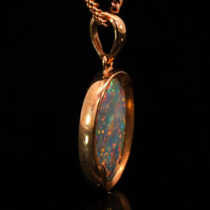 Rose Gold Blue Green Yellow Orange Red Pink Australian Doublet Opal Pendant Necklace