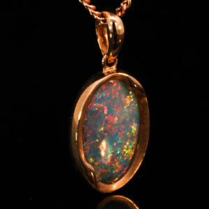 Rose Gold Blue Green Yellow Orange Red Pink Australian Doublet Opal Pendant Necklace