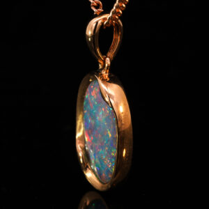 Rose Gold Blue Green Yellow Orange Red Pink Australian Doublet Opal Pendant Necklace