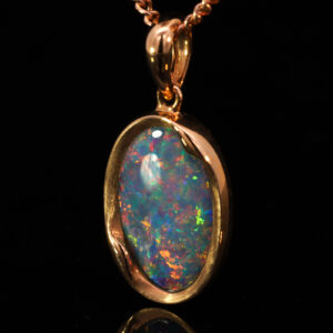 Rose Gold Blue Green Yellow Orange Red Pink Australian Doublet Opal Pendant Necklace