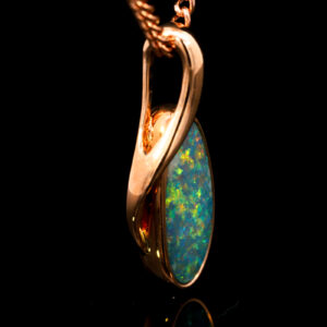 Rose Gold Blue Green Yellow Orange Australian Doublet Opal Pendant Necklace