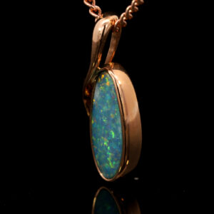 Rose Gold Blue Green Yellow Orange Australian Doublet Opal Pendant Necklace