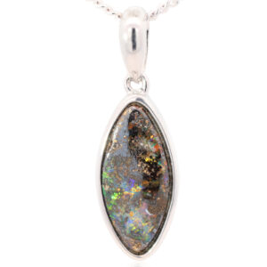 Sterling Silver Blue Green Yellow Orange Red Boulder Opal Pendant