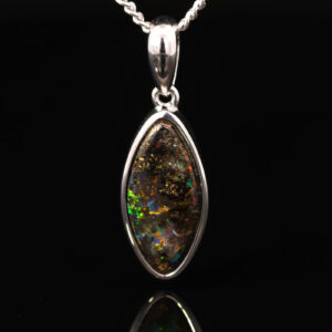 Sterling Silver Blue Green Yellow Orange Red Boulder Opal Pendant