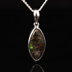 Sterling Silver Blue Green Yellow Orange Red Boulder Opal Pendant