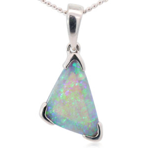 Sterling Silver Blue Green Black Opal Pendant