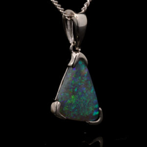 Sterling Silver Blue Green Black Opal Pendant