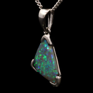 Sterling Silver Blue Green Black Opal Pendant