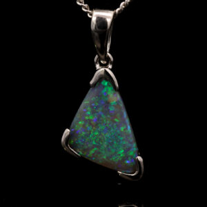 Sterling Silver Blue Green Black Opal Pendant