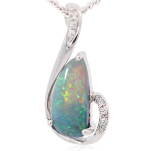 Sterling Silver Blue Green Yellow Orange Black Opal Pendant