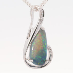 Sterling Silver Blue Green Yellow Orange Black Opal Pendant