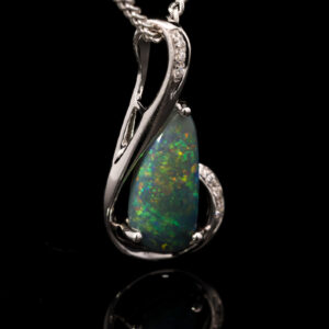 Sterling Silver Blue Green Yellow Orange Black Opal Pendant