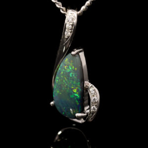 Sterling Silver Blue Green Yellow Orange Black Opal Pendant