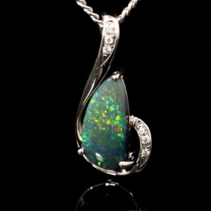 Sterling Silver Blue Green Yellow Orange Black Opal Pendant