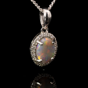 Sterling Silver Blue Green Yellow Orange Semi Black Opal Pendant