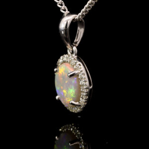 Sterling Silver Blue Green Yellow Orange Semi Black Opal Pendant