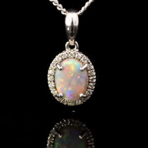 Sterling Silver Blue Green Yellow Orange Semi Black Opal Pendant