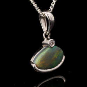 Sterling Silver Blue Green Yellow Orange Black Opal Pendant