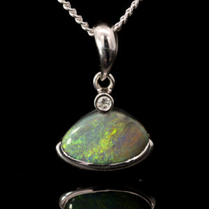 Sterling Silver Blue Green Yellow Orange Black Opal Pendant