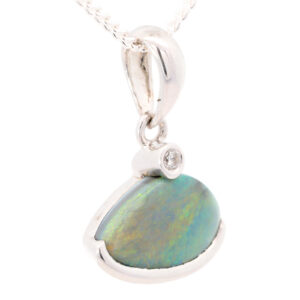 Sterling Silver Blue Green Yellow Orange Black Opal Pendant