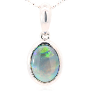 Sterling Silver Blue Green Yellow Black Opal Pendant