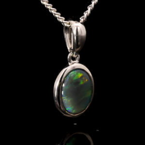 Sterling Silver Blue Green Yellow Black Opal Pendant