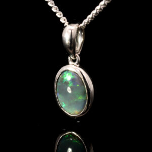 Sterling Silver Blue Green Yellow Black Opal Pendant