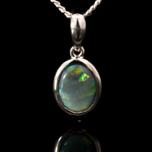 Sterling Silver Blue Green Yellow Black Opal Pendant