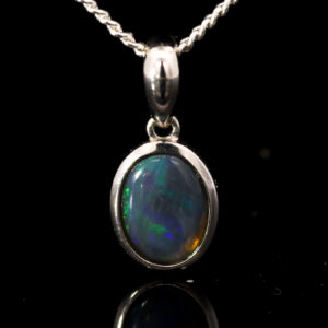 Sterling Silver Blue Green Purple Black opal Pendant