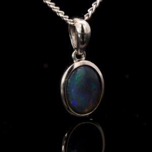 Sterling Silver Blue Green Purple Black opal Pendant