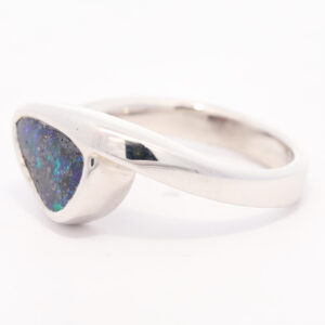 Sterling Silver Blue Green Solid Australian Boulder Opal Ring