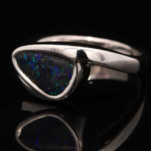 Sterling Silver Blue Green Solid Australian Boulder Opal Ring