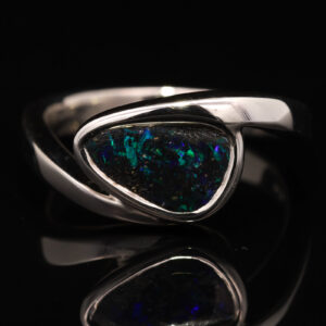 Sterling Silver Blue Green Solid Australian Boulder Opal Ring