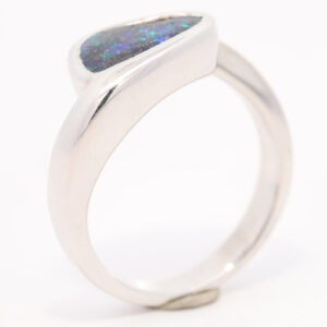 Sterling Silver Blue Green Solid Australian Boulder Opal Ring