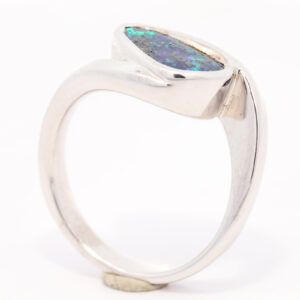 Sterling Silver Blue Green Solid Australian Boulder Opal Ring